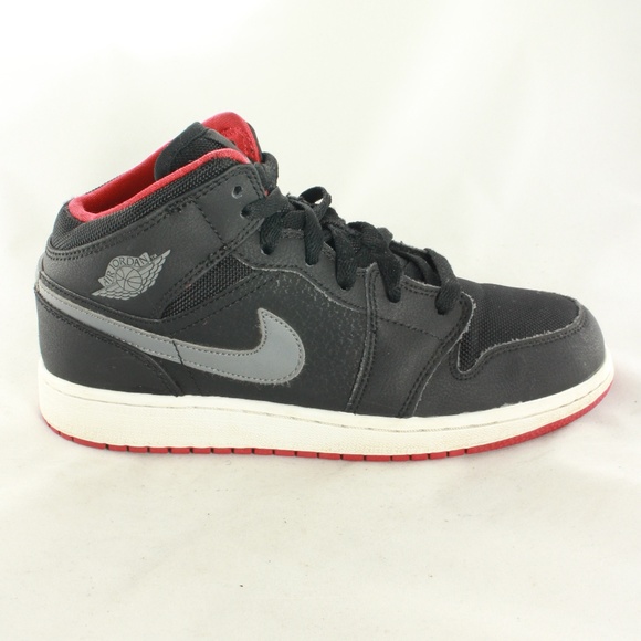 Nike Other - Kids Air Jordan 1 Mid GS Bred Black Cool Grey Shoe